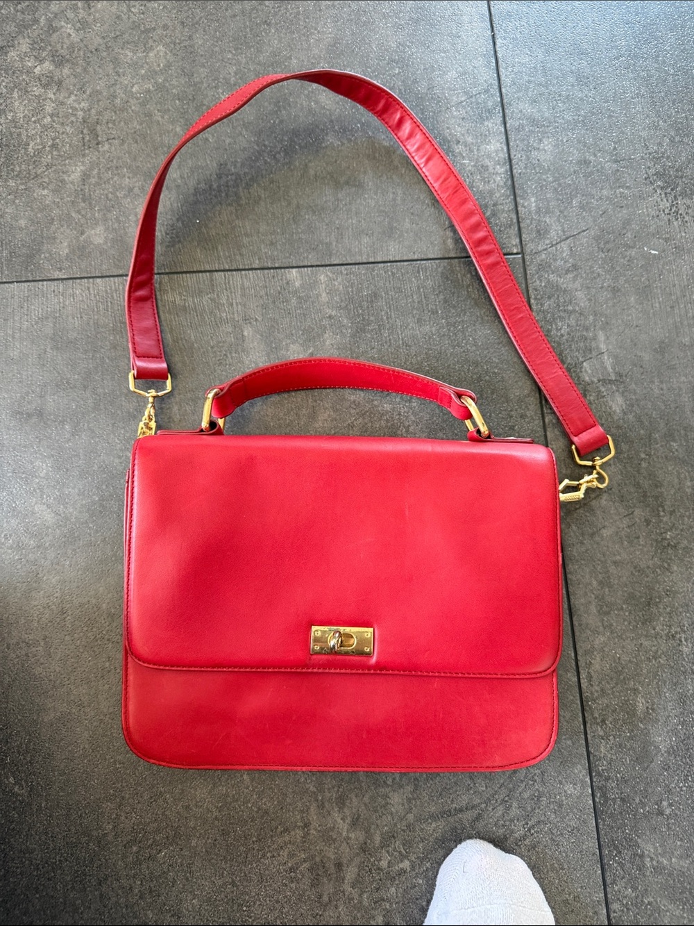 Jcrew Elegant Red Women's Leather Shoulder Bag with Top Handle